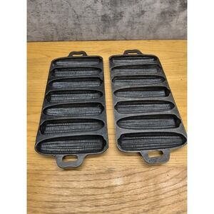 Vintage Cast‎ Iron Cornbread Mold Pan Double-Sided 7C D Corn Shape Heavy Duty